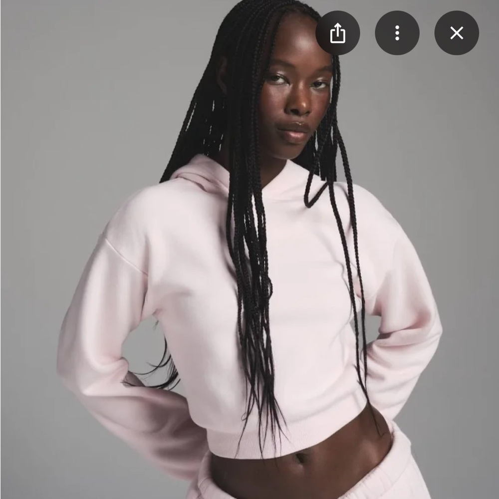 skims baby pink shrunken hoodie